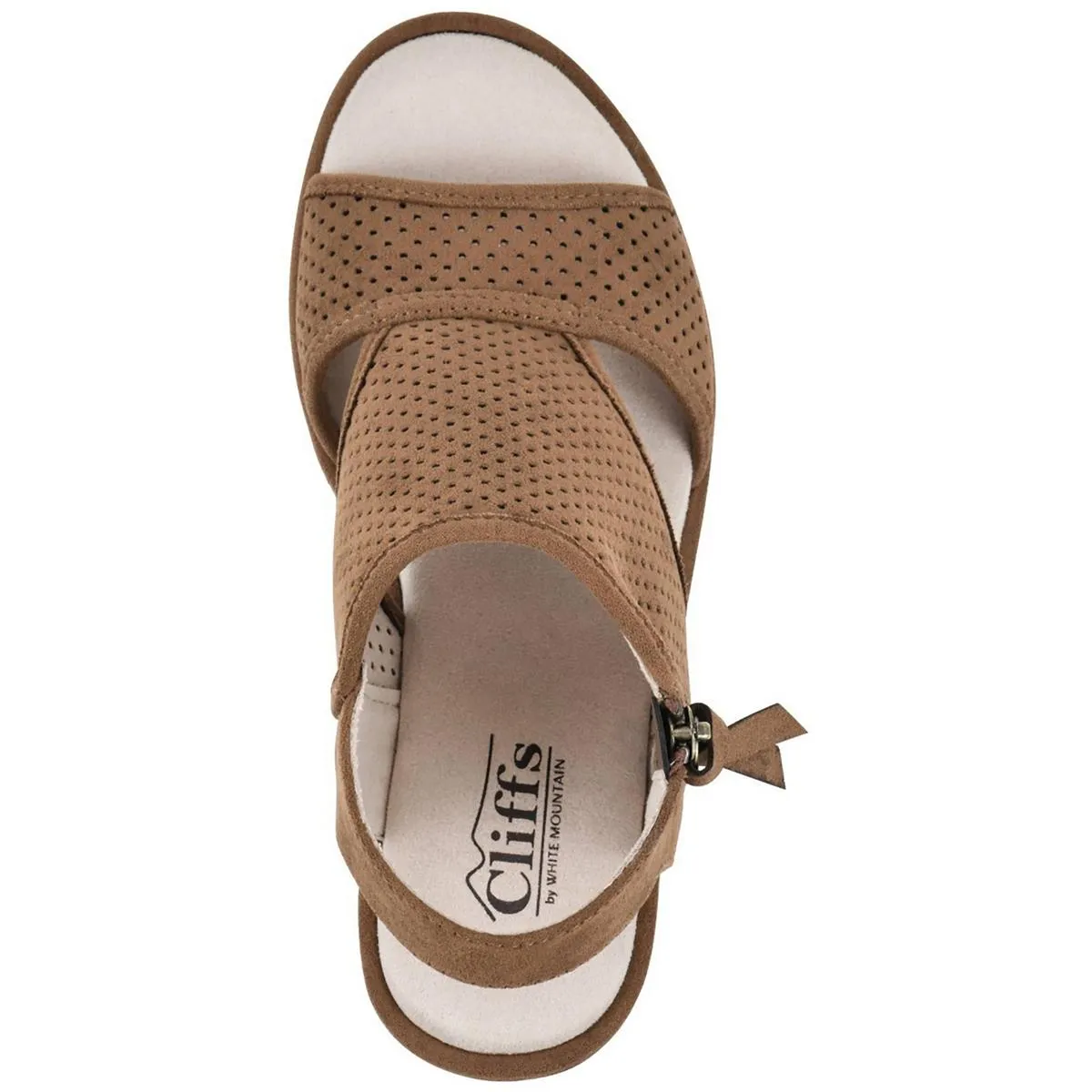 Abby Womens Faux Suede Perforated Wedge Sandals