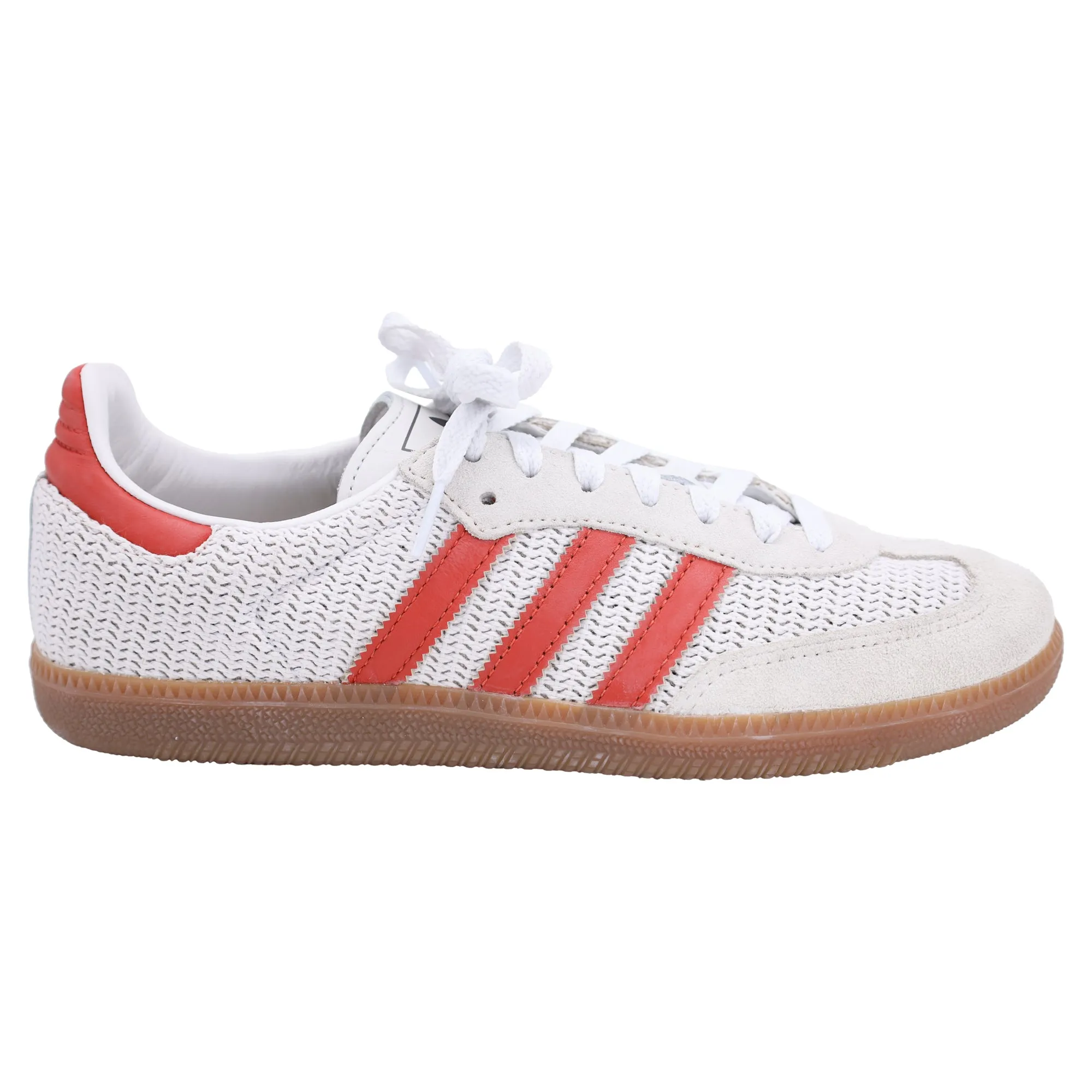 Adidas Samba OG Knitted Low-Top Sneakers in Red and White Leather and Suede