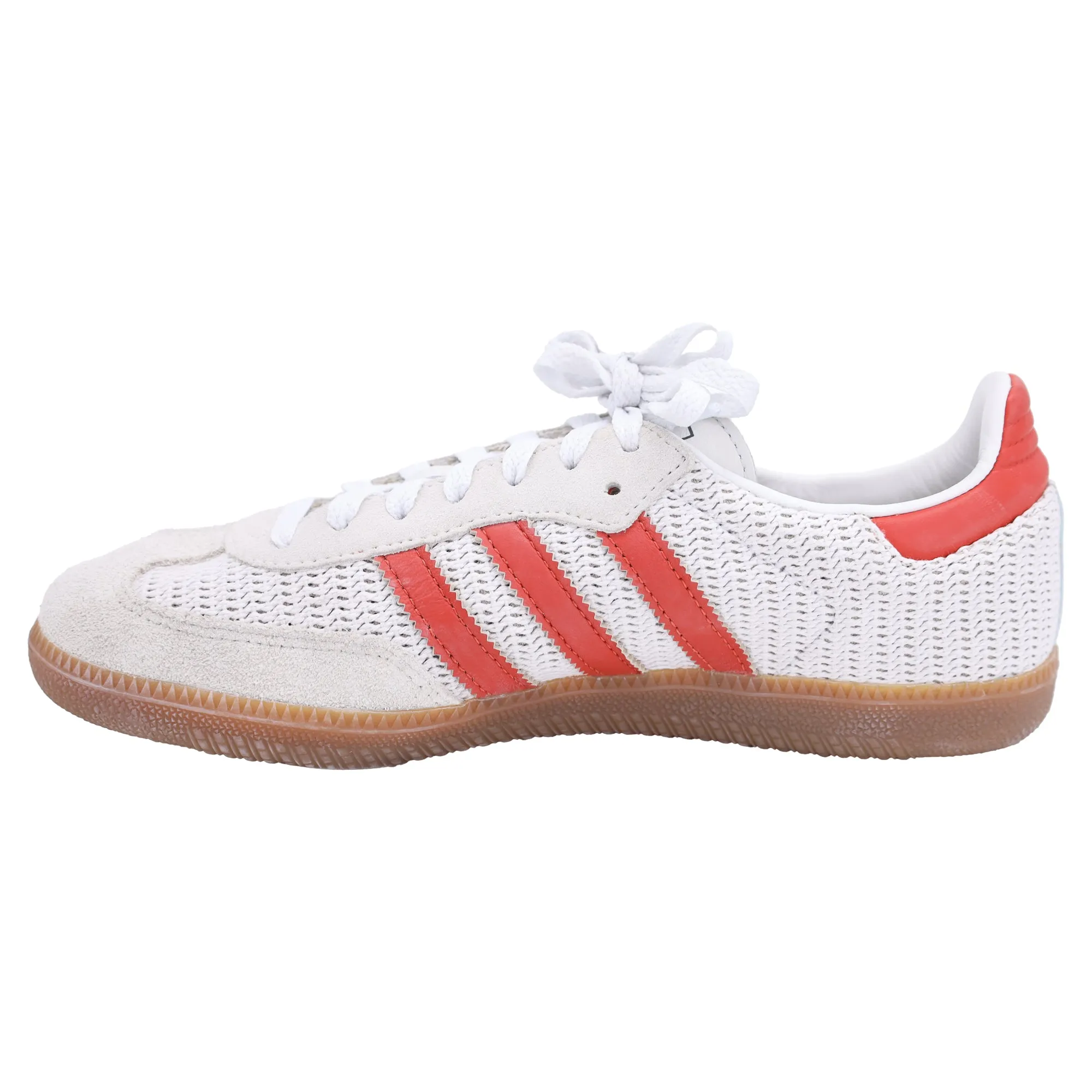 Adidas Samba OG Knitted Low-Top Sneakers in Red and White Leather and Suede