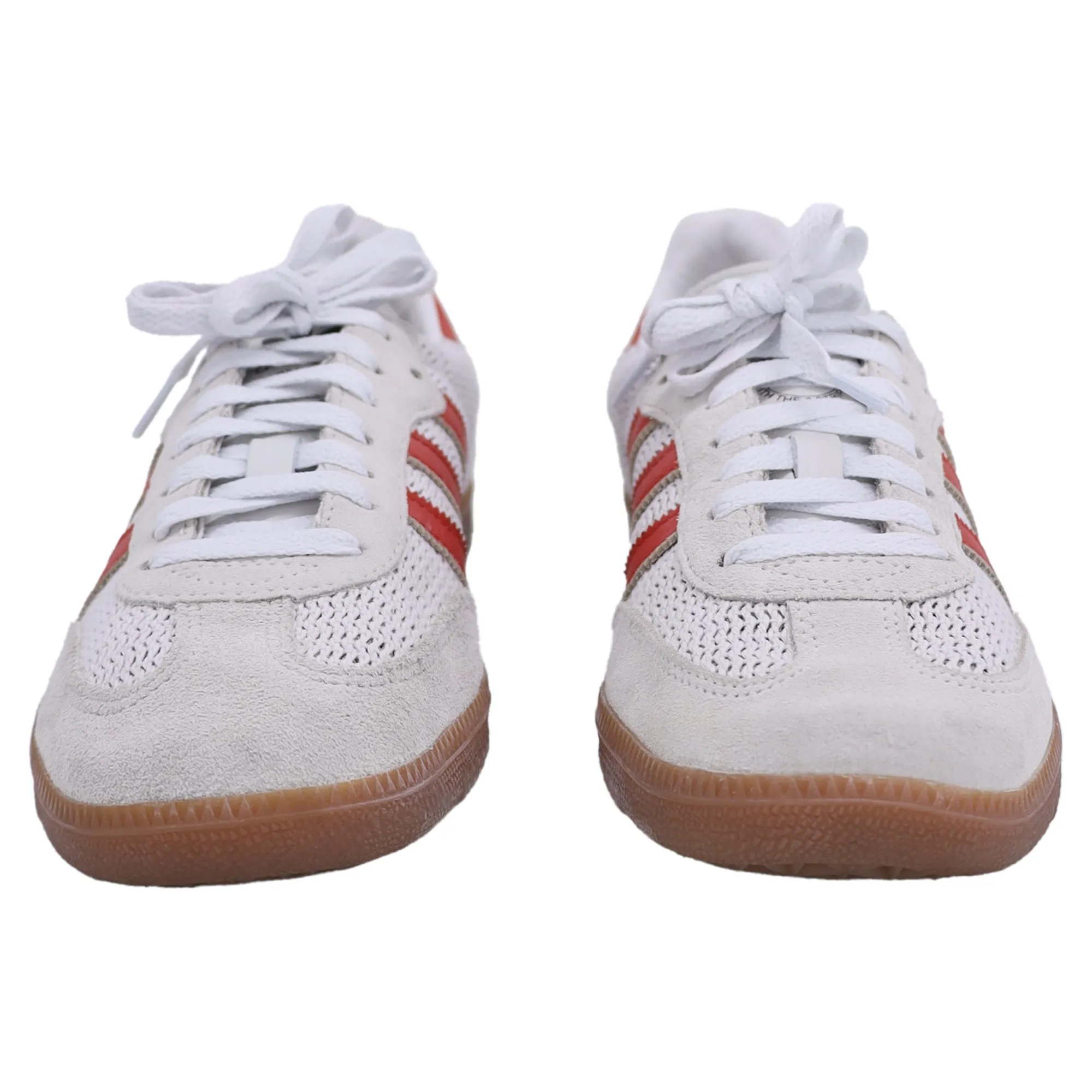 Adidas Samba OG Knitted Low-Top Sneakers in Red and White Leather and Suede