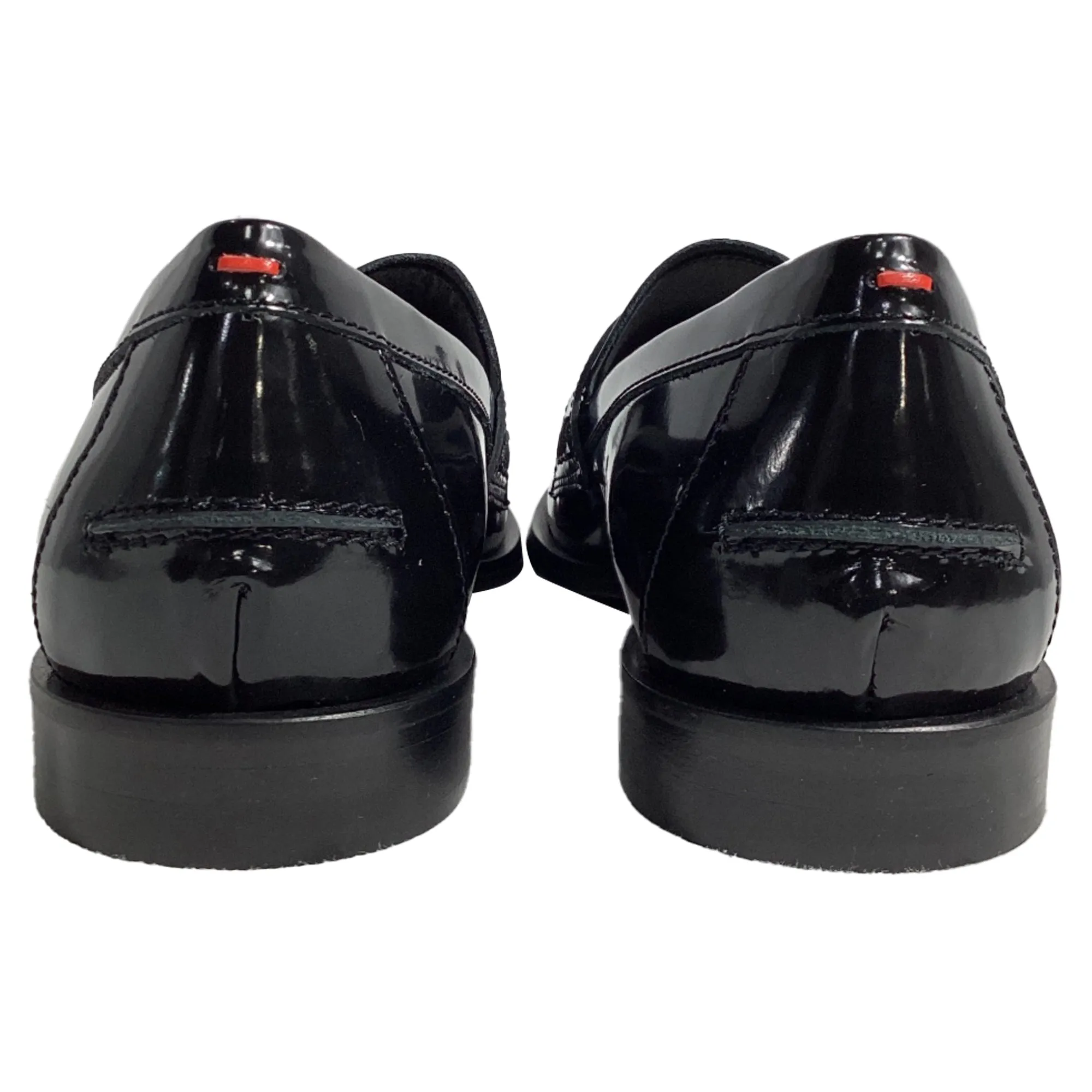 Aeyde Oscar Penny-Slot Loafers in Black Brushed Leather
