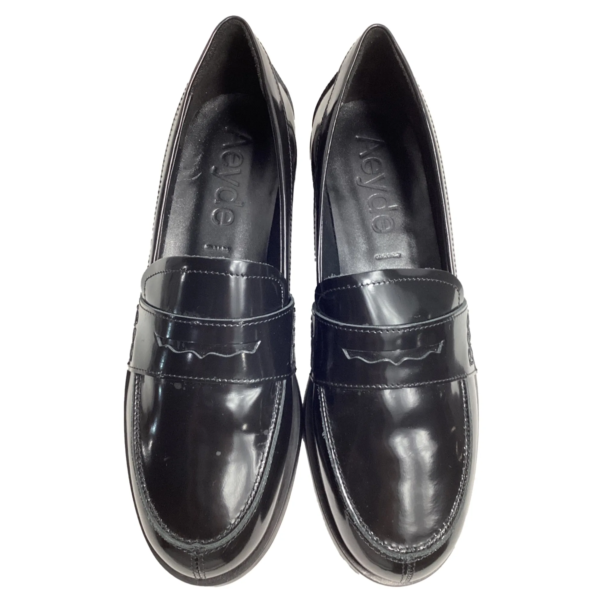 Aeyde Oscar Penny-Slot Loafers in Black Brushed Leather