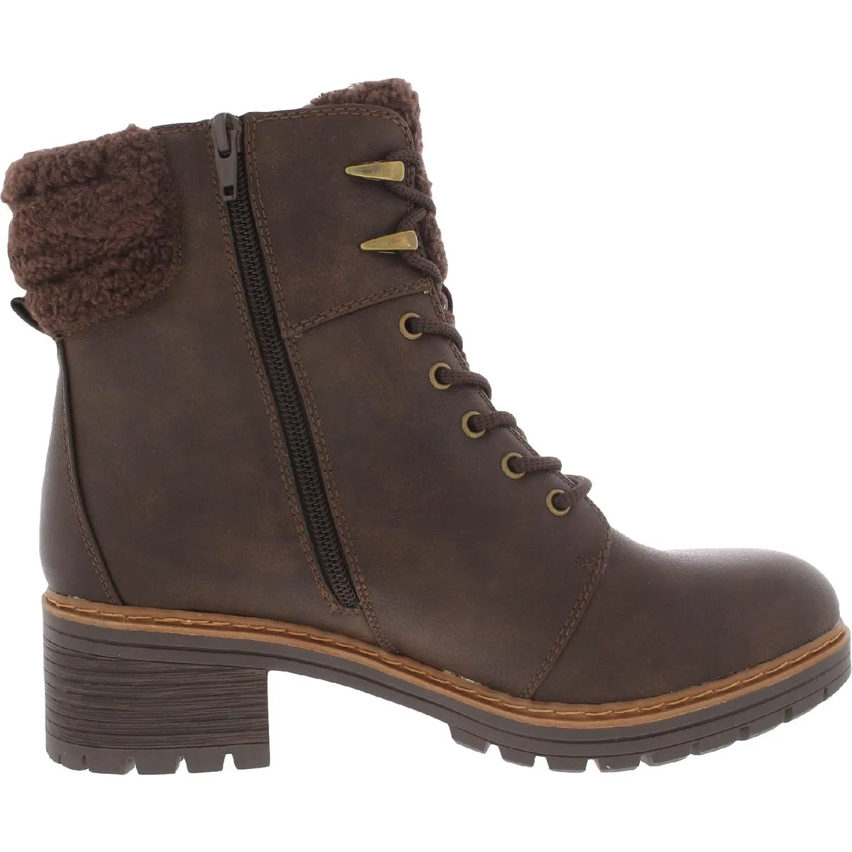 Akira Womens Faux Leather Combat & Lace-up Boots