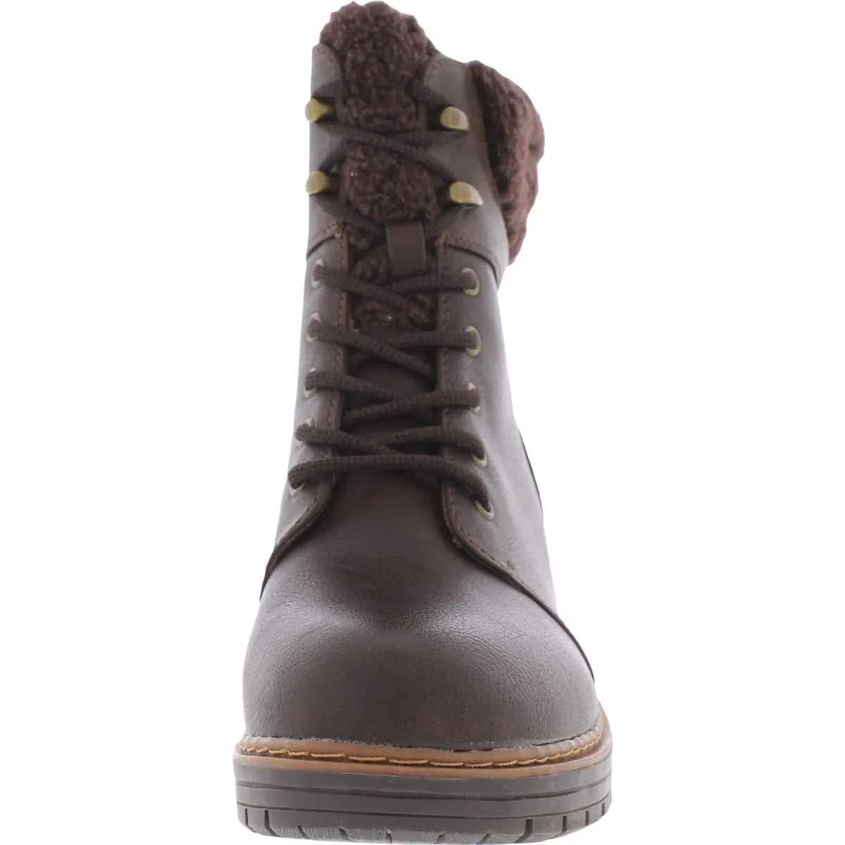 Akira Womens Faux Leather Combat & Lace-up Boots