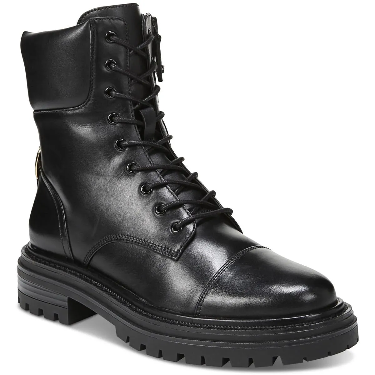 Aleia Womens Leather Lace-Up Combat & Lace-Up Boots