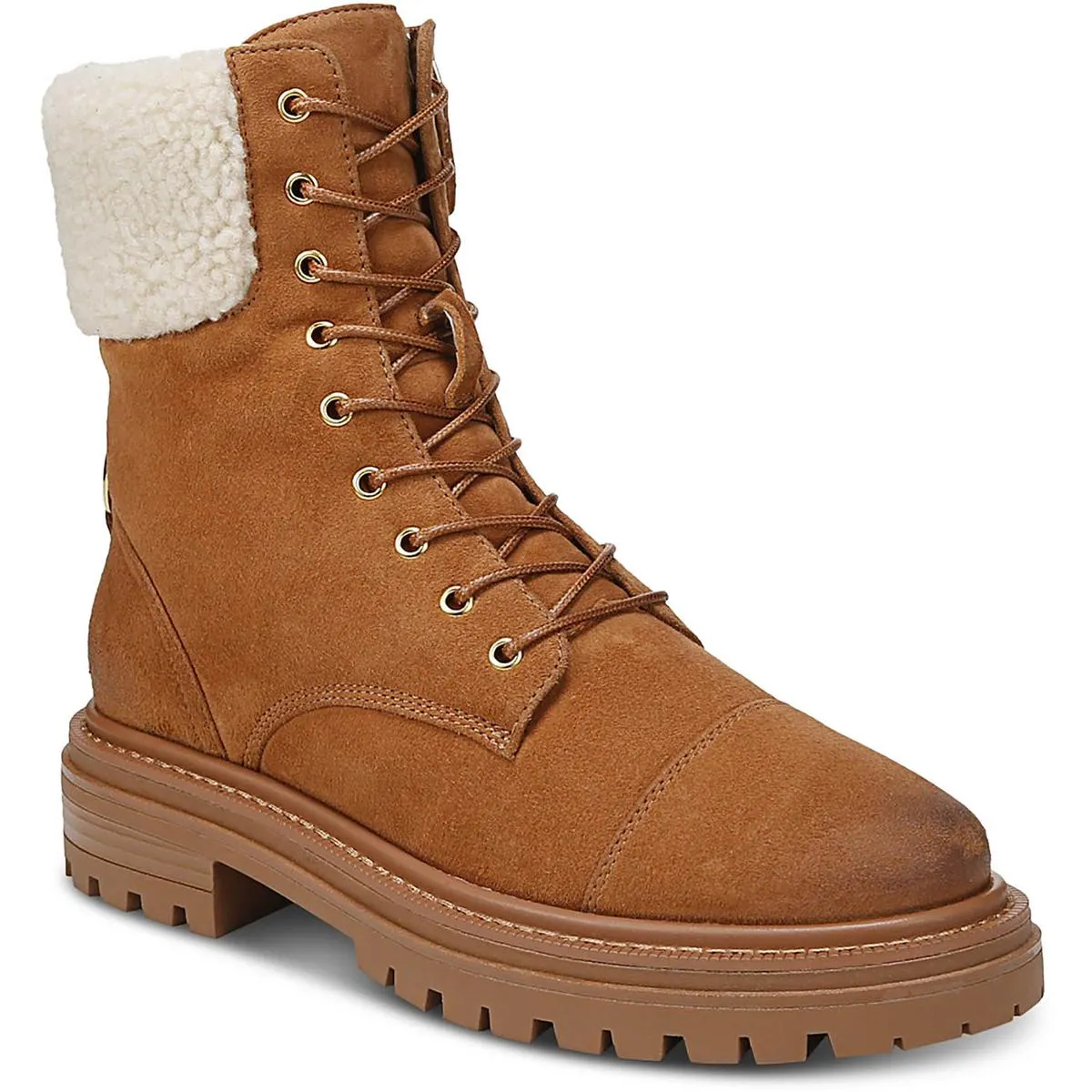Aleia Womens Leather Lace-Up Combat & Lace-Up Boots