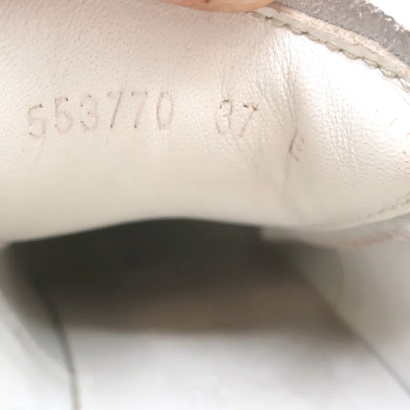 Alexander McQueen Oversized Sneakers White & Green Croc-Print Leather Size 37