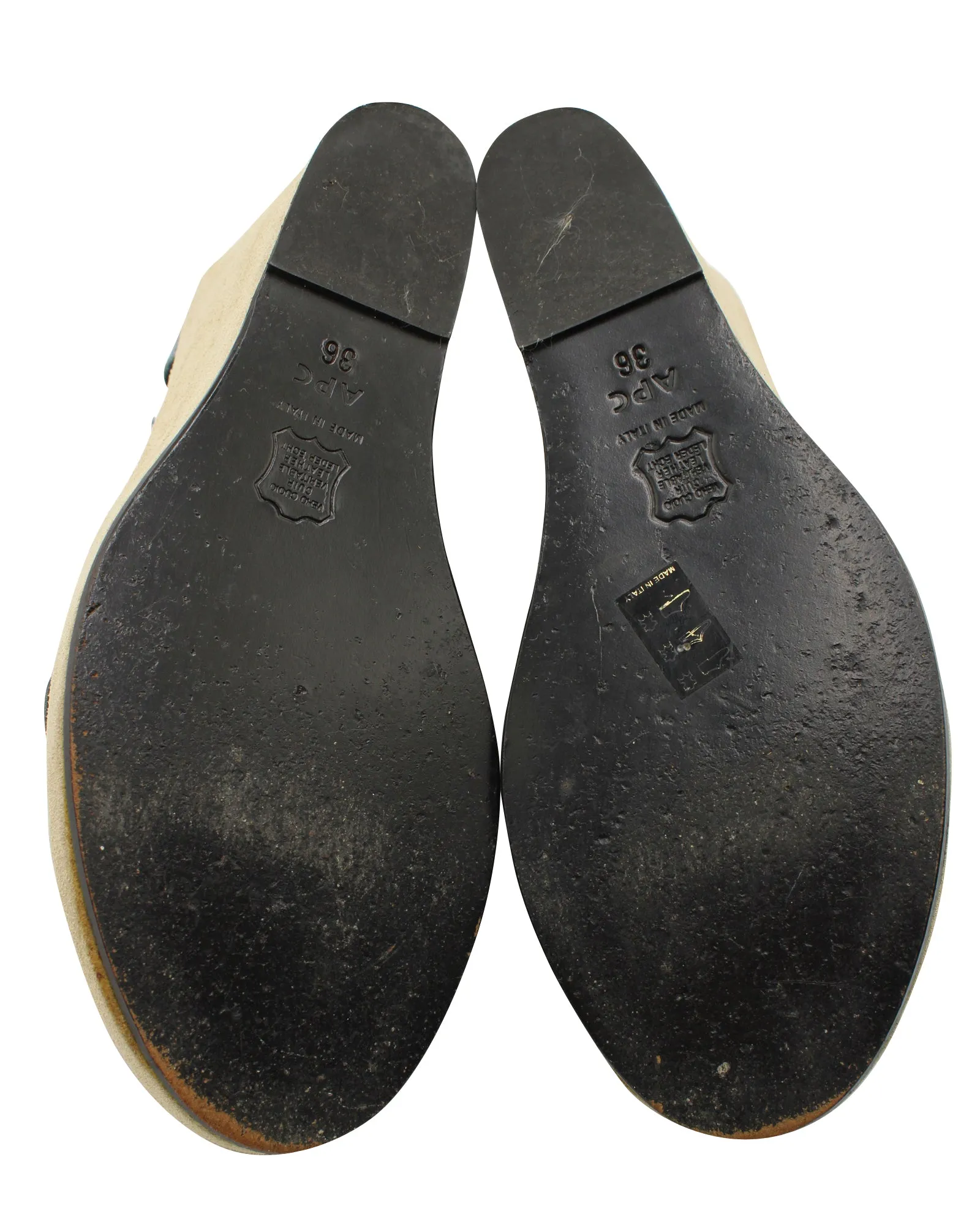 A.P.C Wedge Sandals in Blue Cowhide Leather