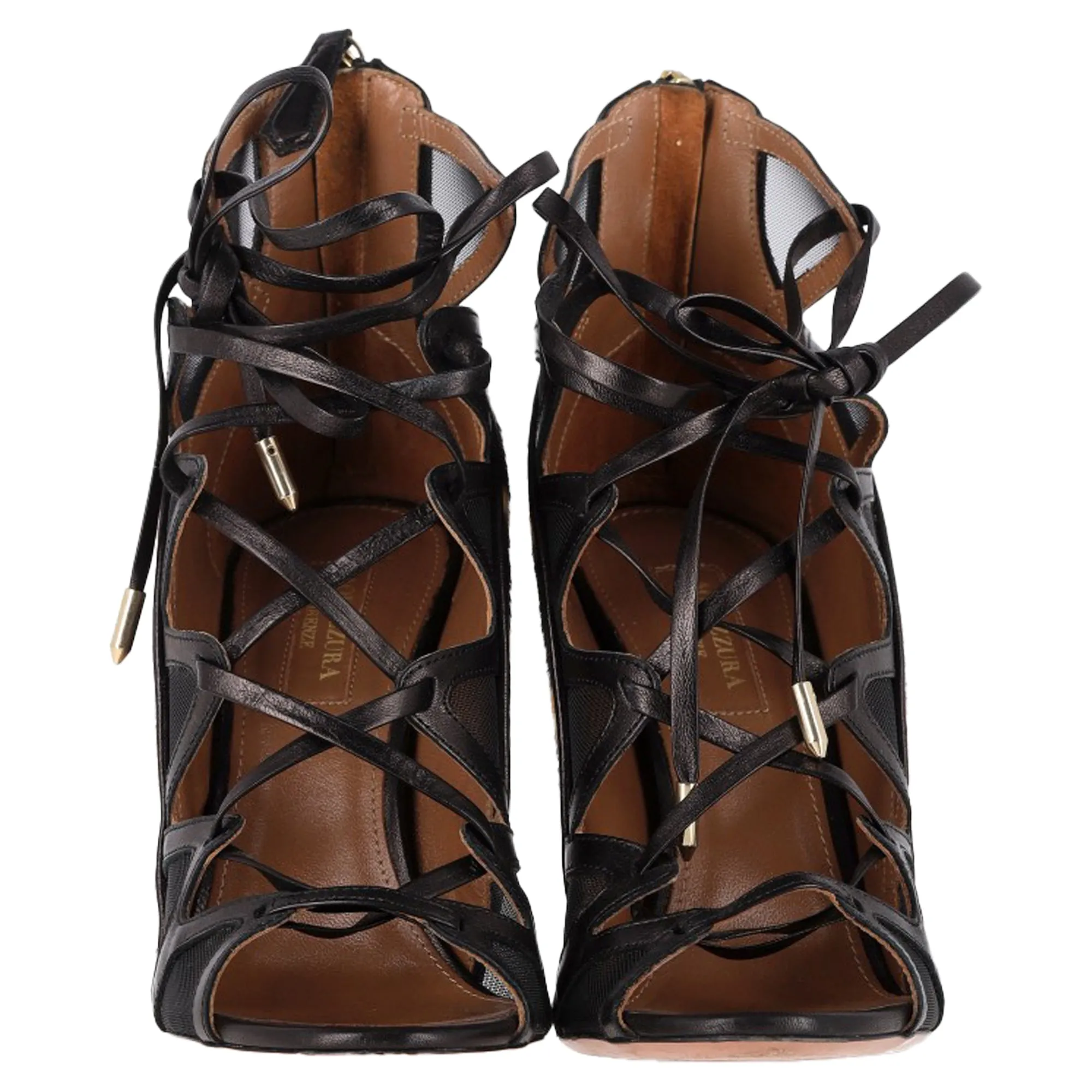 Aquazzura French Lover Leopard Print Sandals in Brown Pony Hair