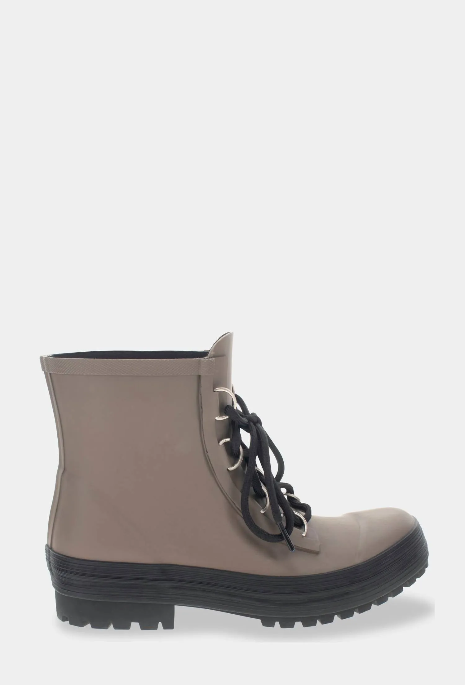 Ava Lace-Up Ankle Rain Boot In Dark Taupe