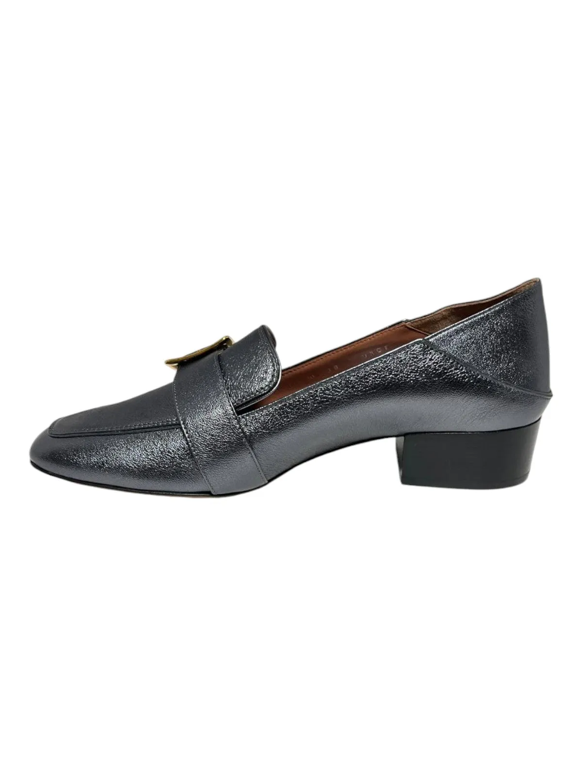 Bally Janelle 6217720 Ladies Metal Gray Loafers Leather