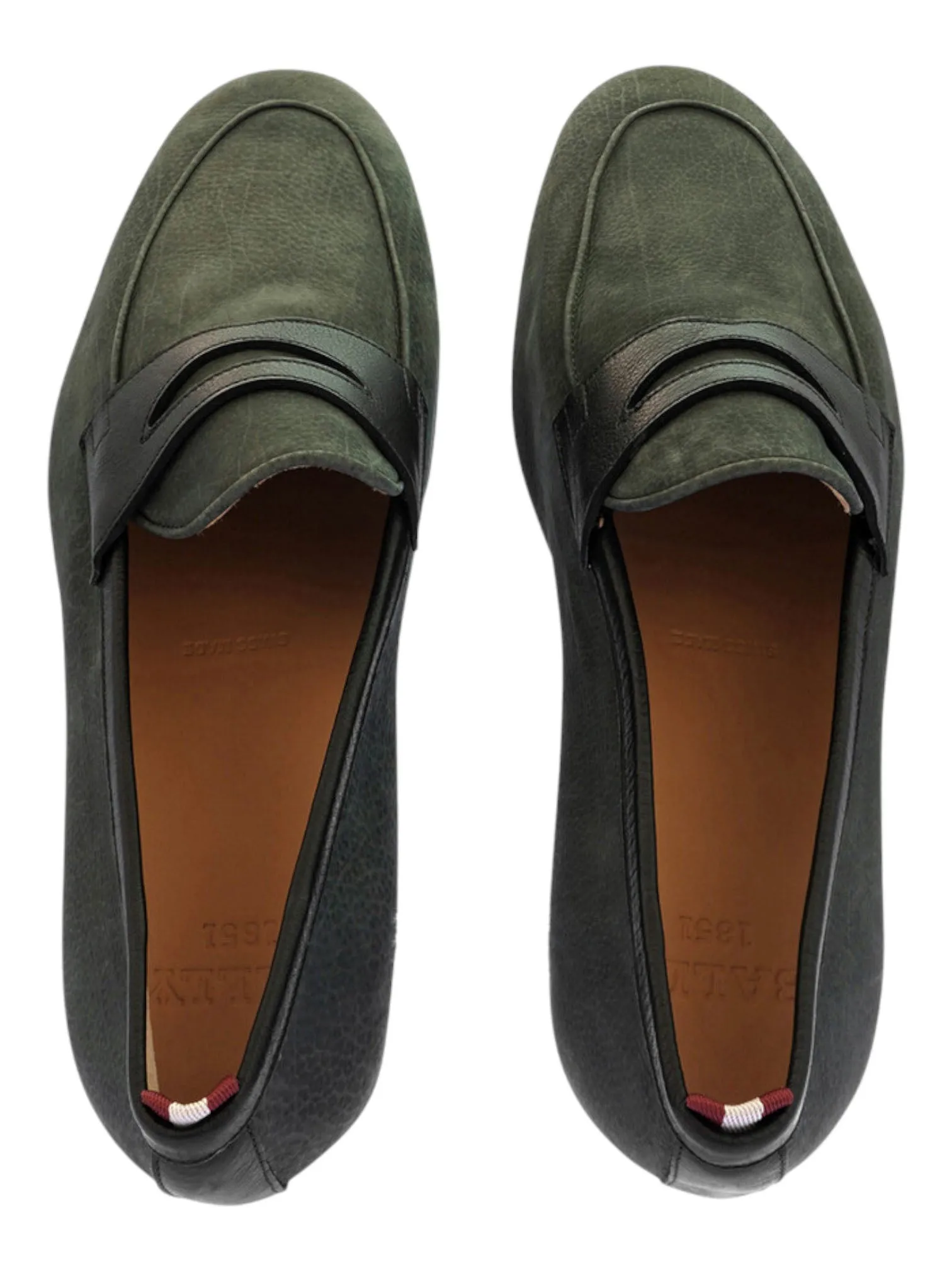 Bally Plumy 6237975 Men's Agata Calf Nubuck Grained Leather Loafers