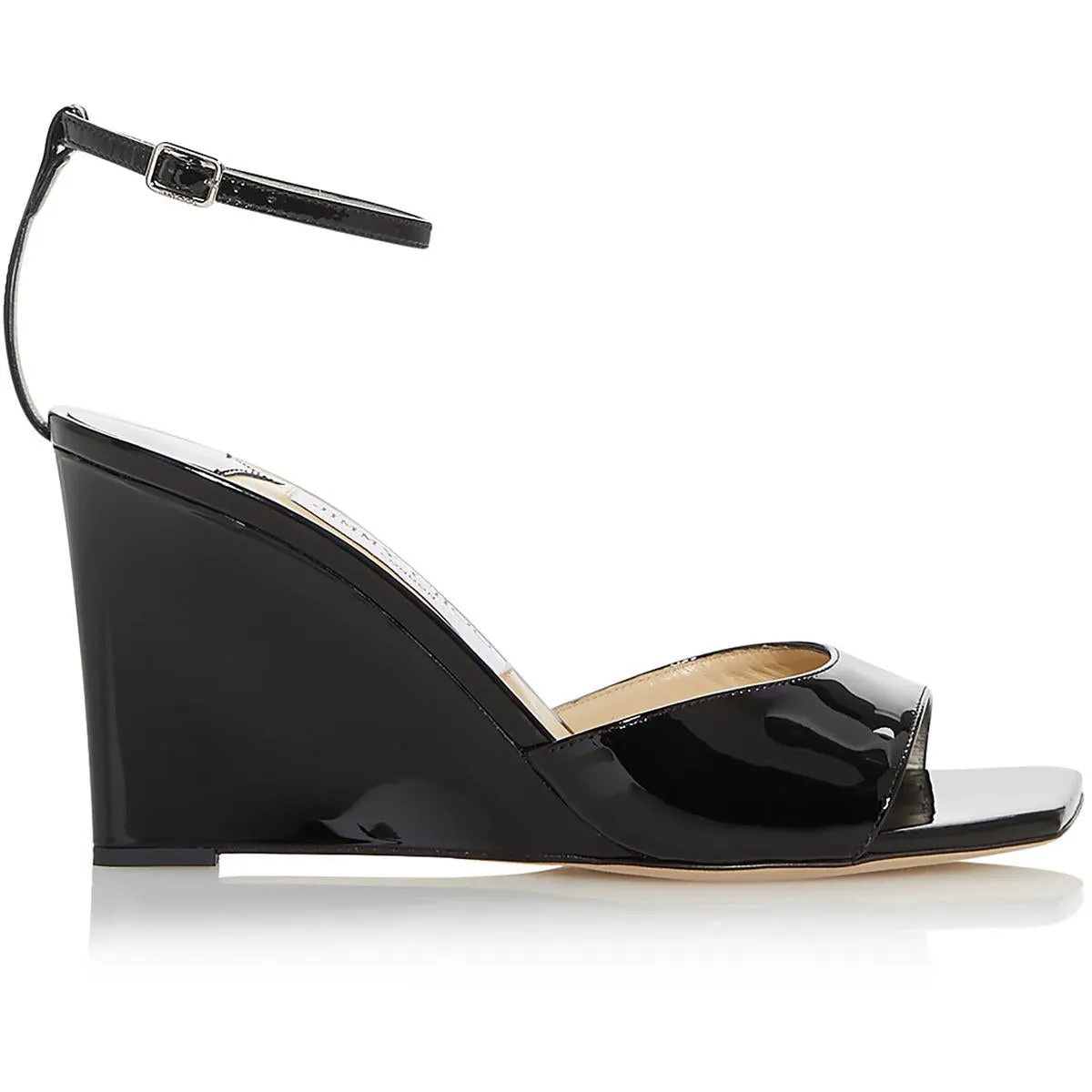 Brien 85 Womens Patent Leather Ankle Strap Wedge Sandals