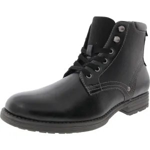 Bronson Mens Lace-Up Faux Leather Combat & Lace-Up Boots