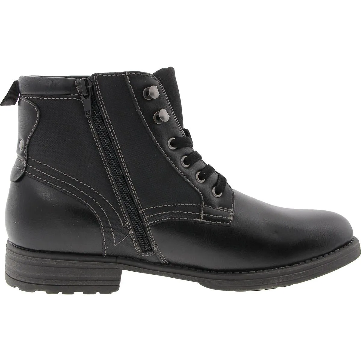 Bronson Mens Lace-Up Faux Leather Combat & Lace-Up Boots
