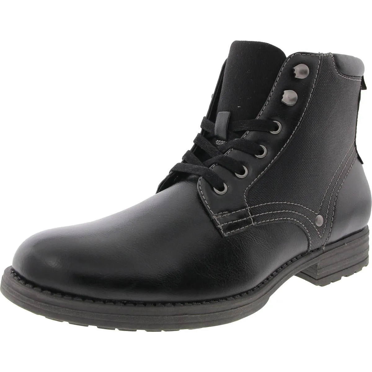 Bronson Mens Lace-Up Faux Leather Combat & Lace-Up Boots