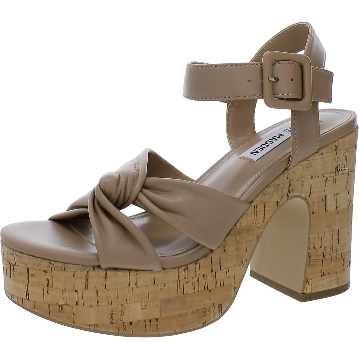 Cacy Womens Leather Ankle Strap Platform Sandals
