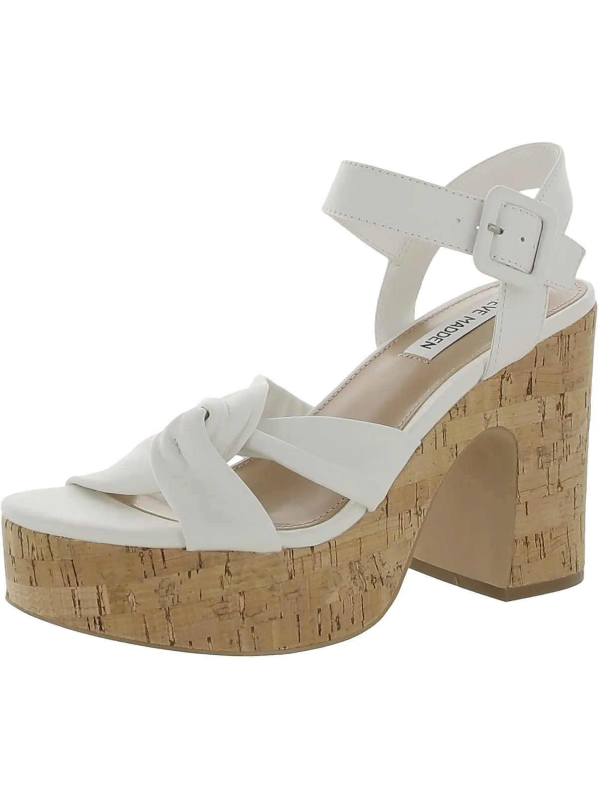 Cacy Womens Leather Ankle Strap Platform Sandals
