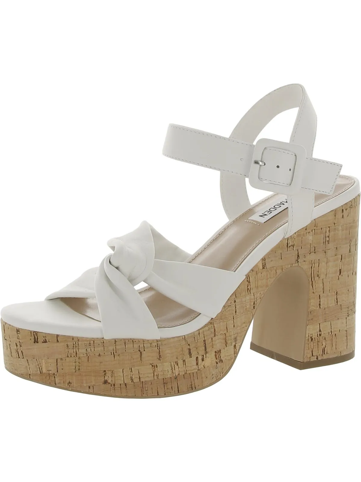 Cacy Womens Leather Ankle Strap Platform Sandals