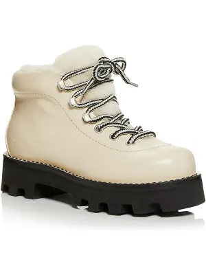 CA/MU Hiking Bootie Womens Leather Almond Toe Ankle Boots