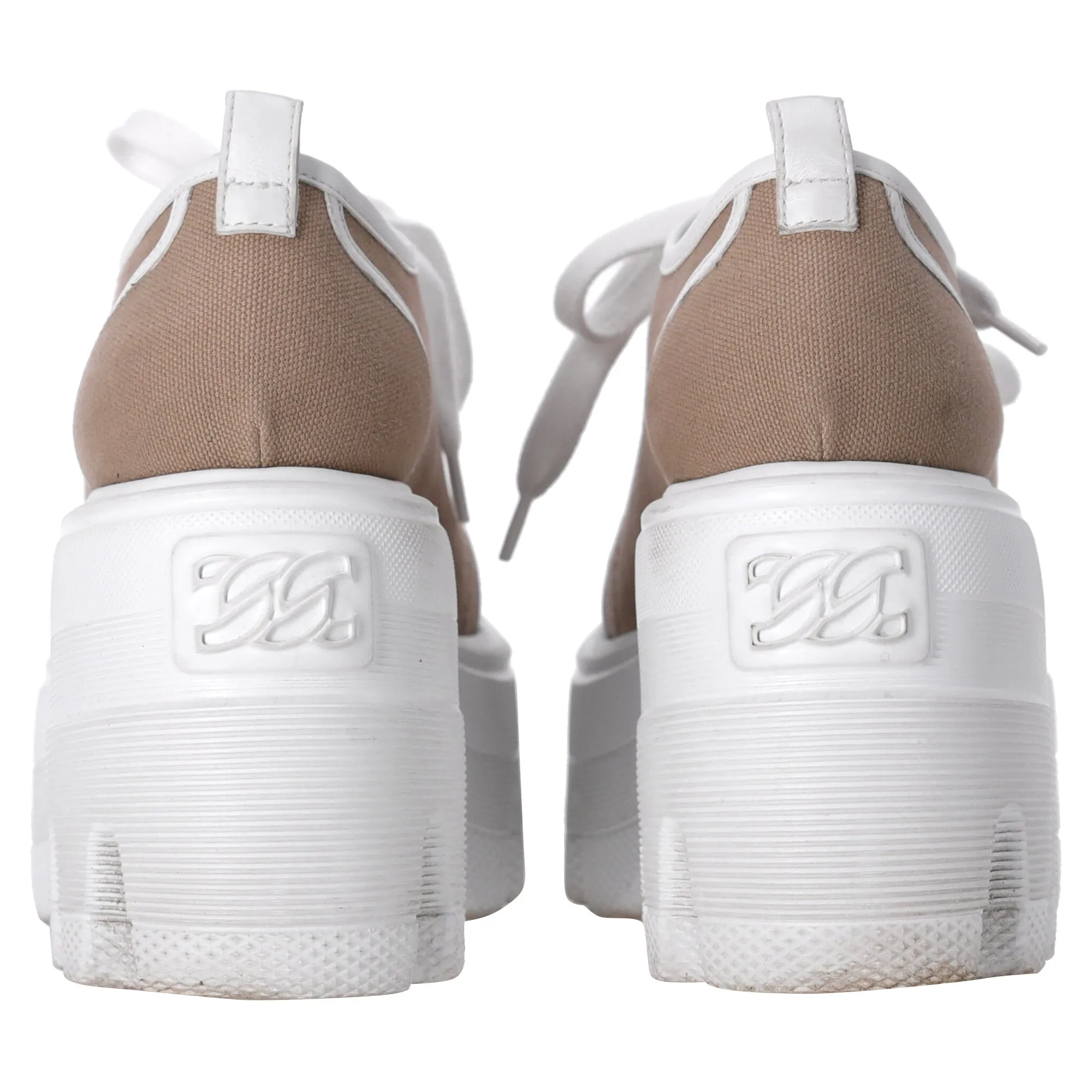 Casadei Maxxxi Fedora Block Heel Sneakers in Brown Canvas