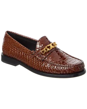 CELINE Loco Triomphe Python-Embossed Patent Loafer