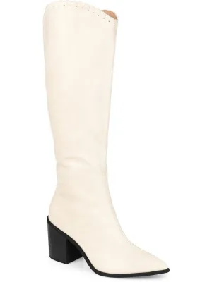 Daria Womens Faux Leather Pointed Toe Over-The-Knee Boots