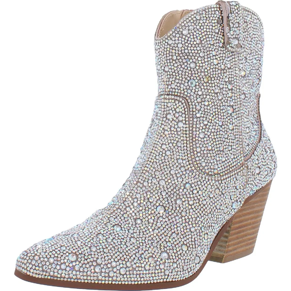 Diva  Womens Glass Stones Zipper Cowboy, Western Boots