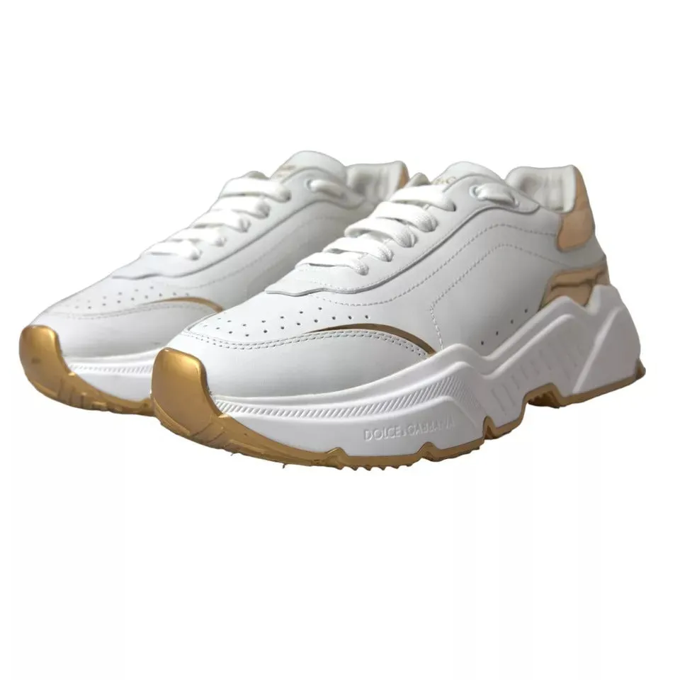 Dolce & Gabbana gold Leather Men Sneakers DAYMASTER Men's Shoes (Pre-Owned)