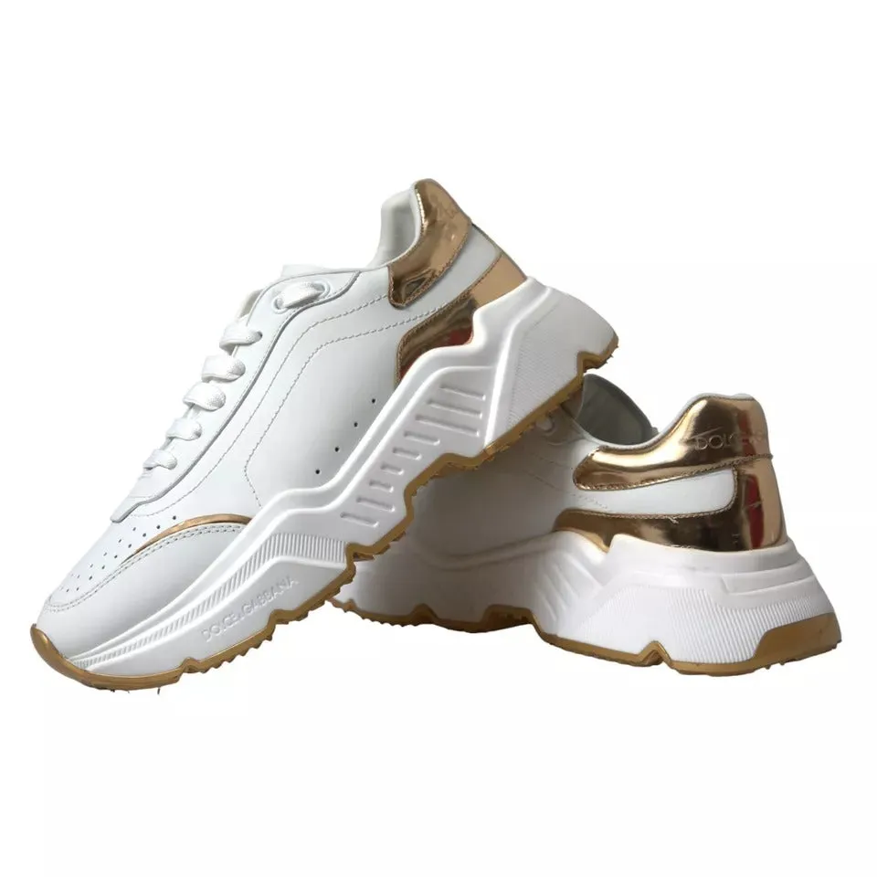 Dolce & Gabbana gold Leather Men Sneakers DAYMASTER Men's Shoes (Pre-Owned)