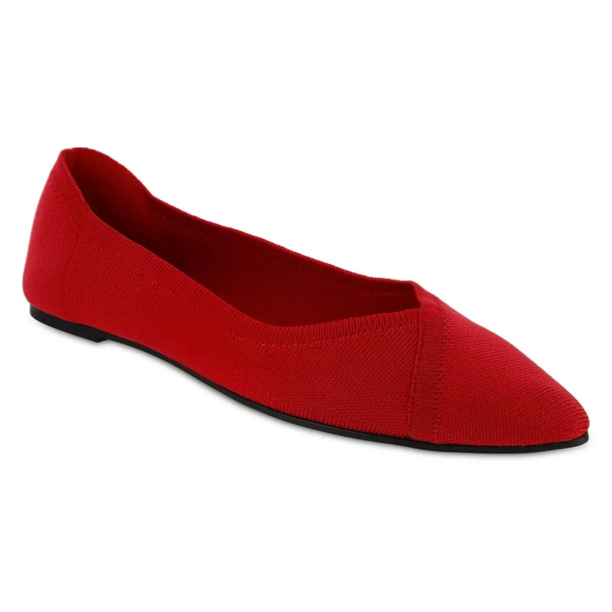 Elanna Womens Solid Knit Ballet Flats