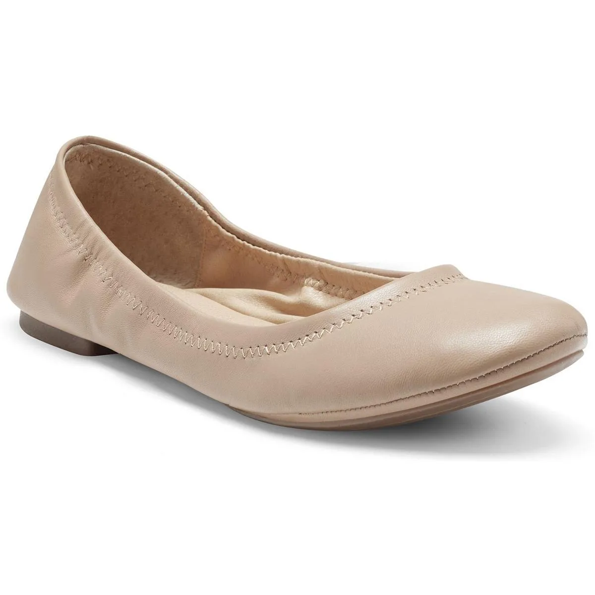 Emmie Womens Leather Round-Toe Ballet Flats
