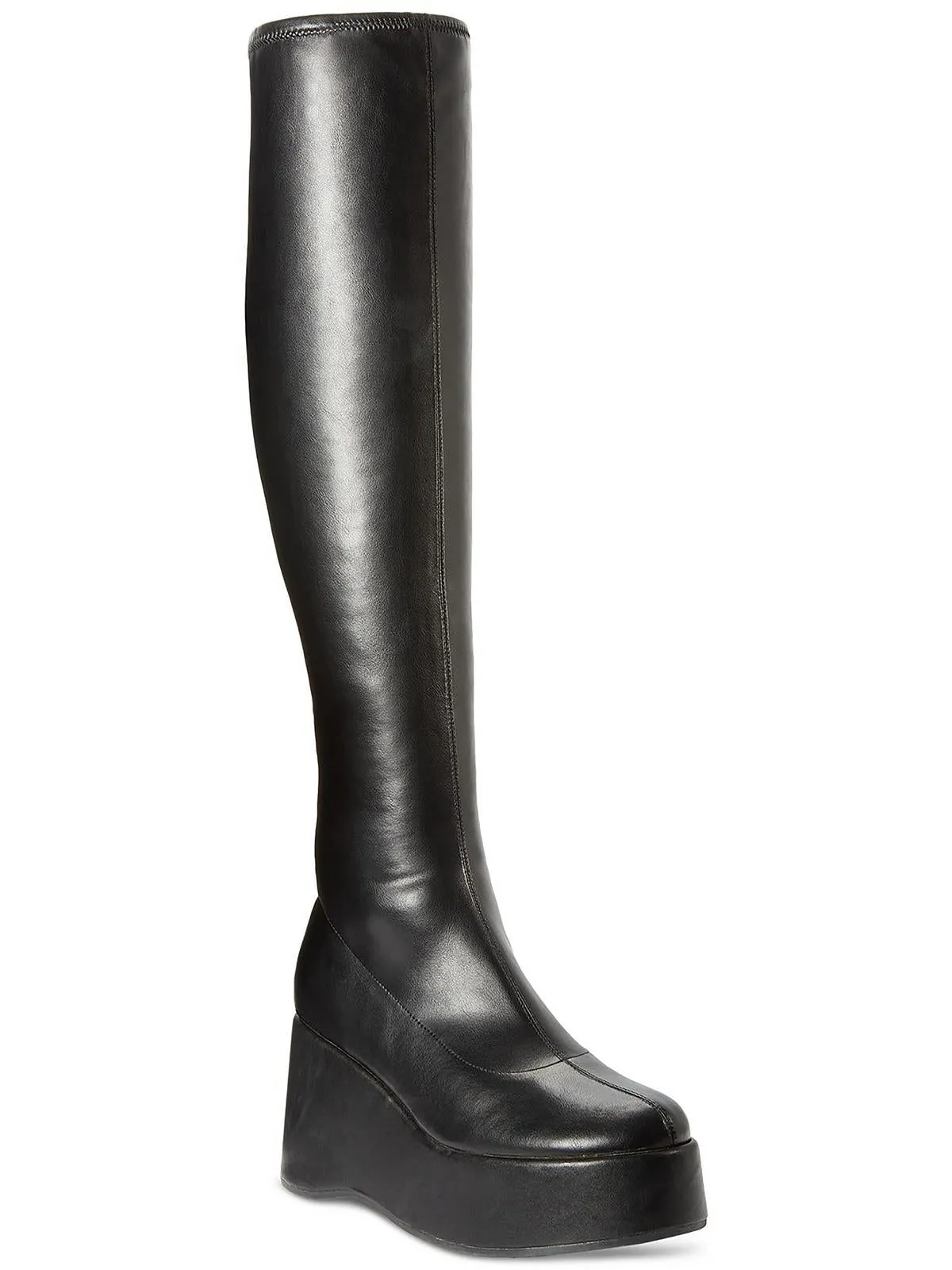 Enchantt Womens Faux Leather Tall Wedge Boots