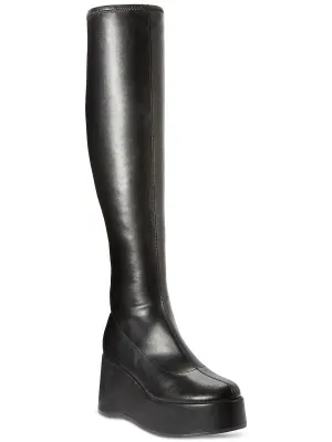 Enchantt Womens Faux Leather Tall Wedge Boots