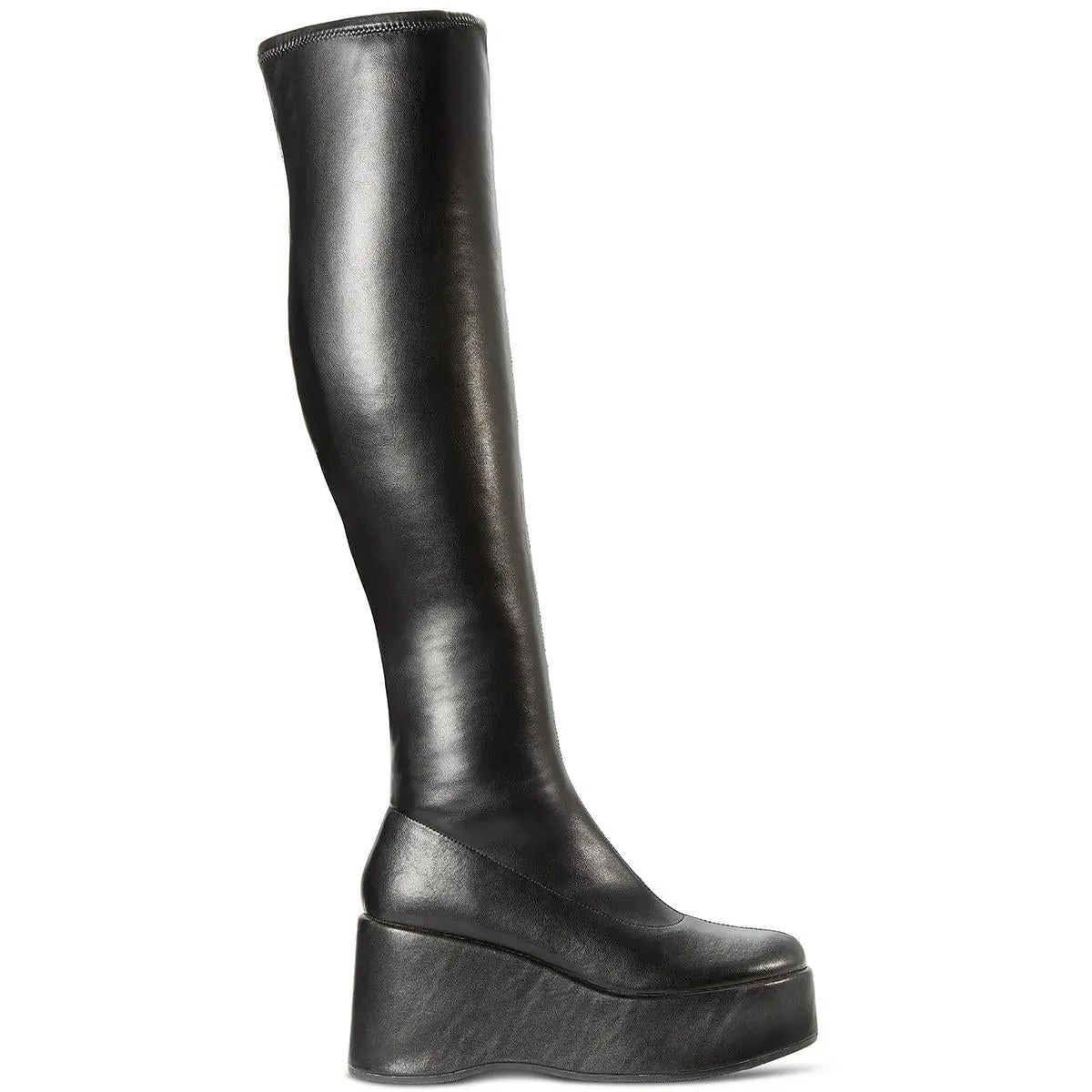 Enchantt Womens Faux Leather Tall Wedge Boots