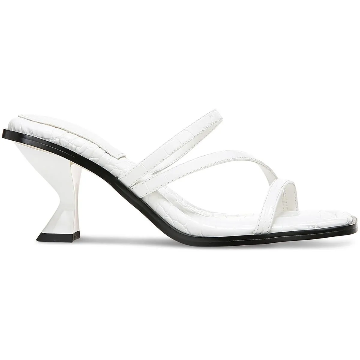 Felicity Womens Embossed Square Toe Slide Sandals