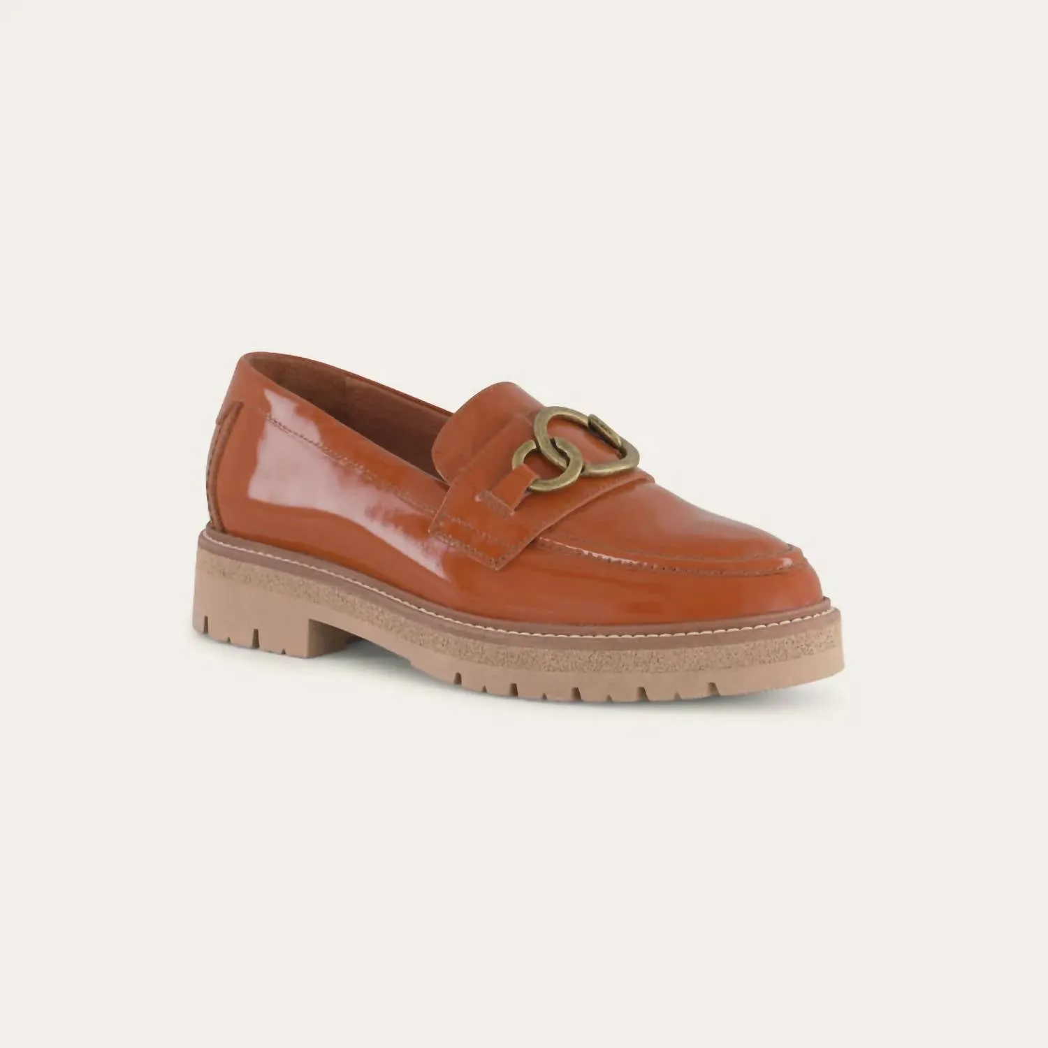 Fremont Loafer Shoe In Burnt Orange Patent