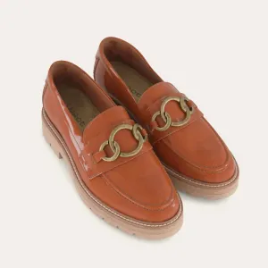 Fremont Loafer Shoe In Burnt Orange Patent