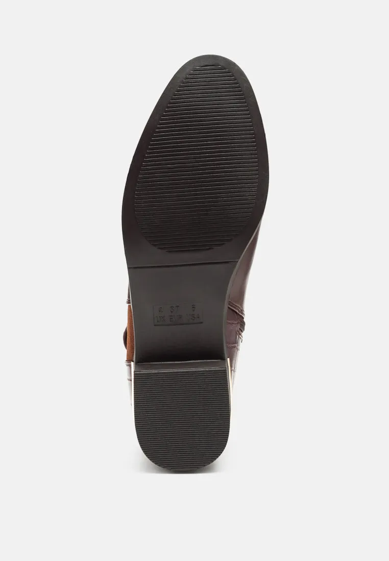 frothy buckled ankle boots with croc detail