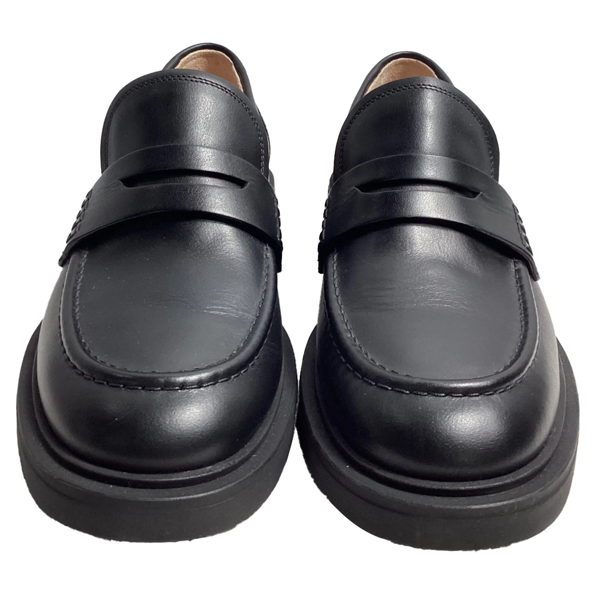 Gianvito Rossi Harris Penny Loafers in Black Leather
