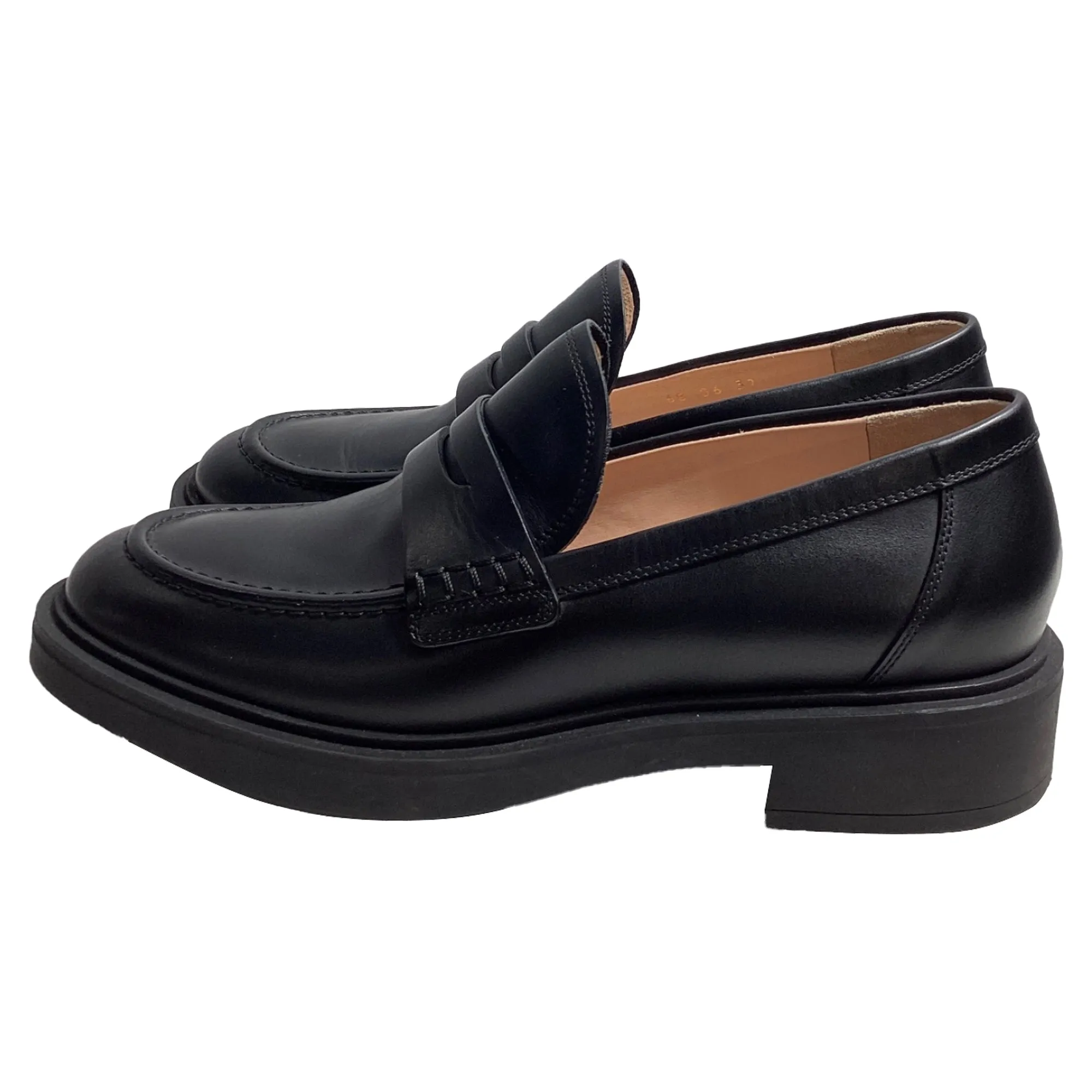Gianvito Rossi Harris Penny Loafers in Black Leather