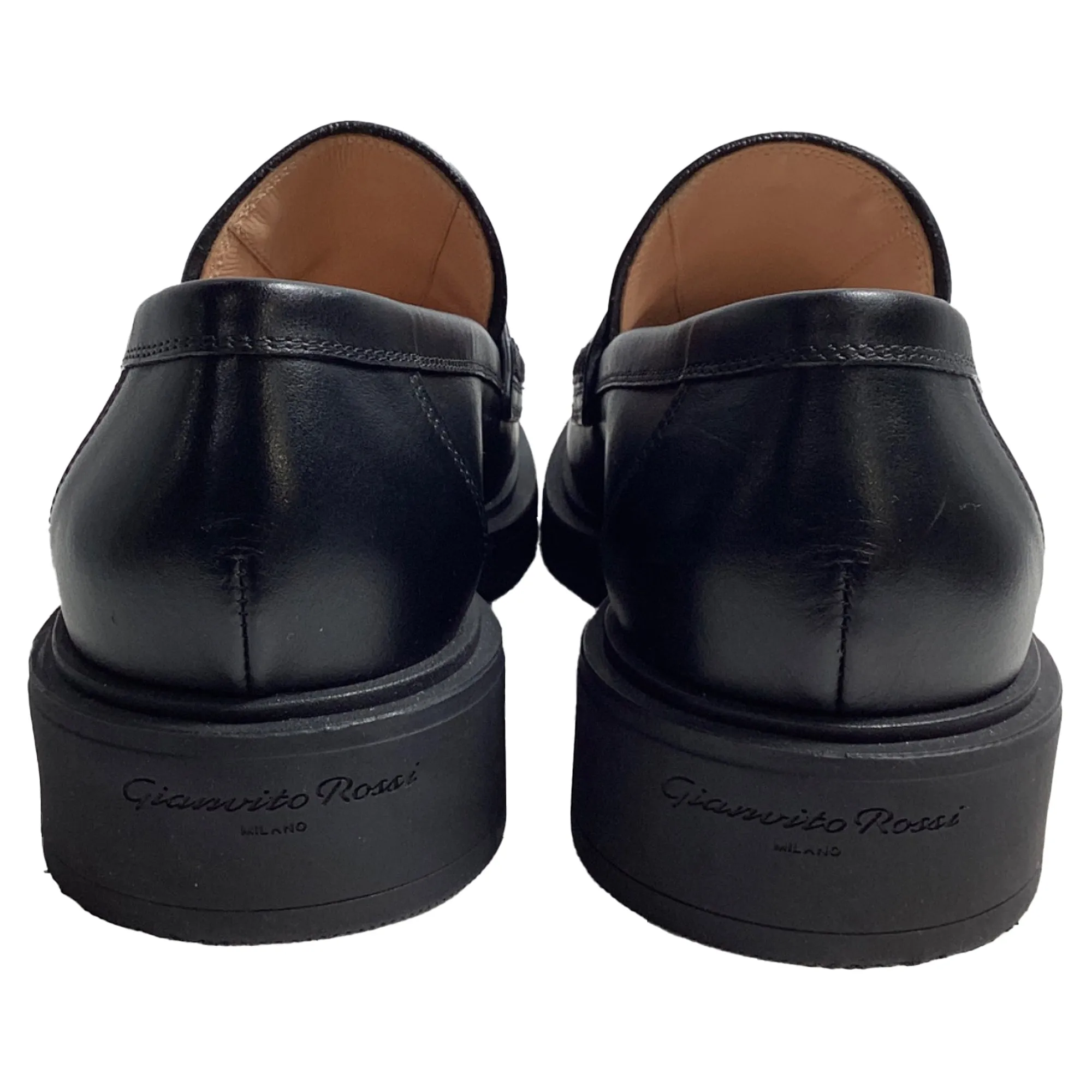 Gianvito Rossi Harris Penny Loafers in Black Leather
