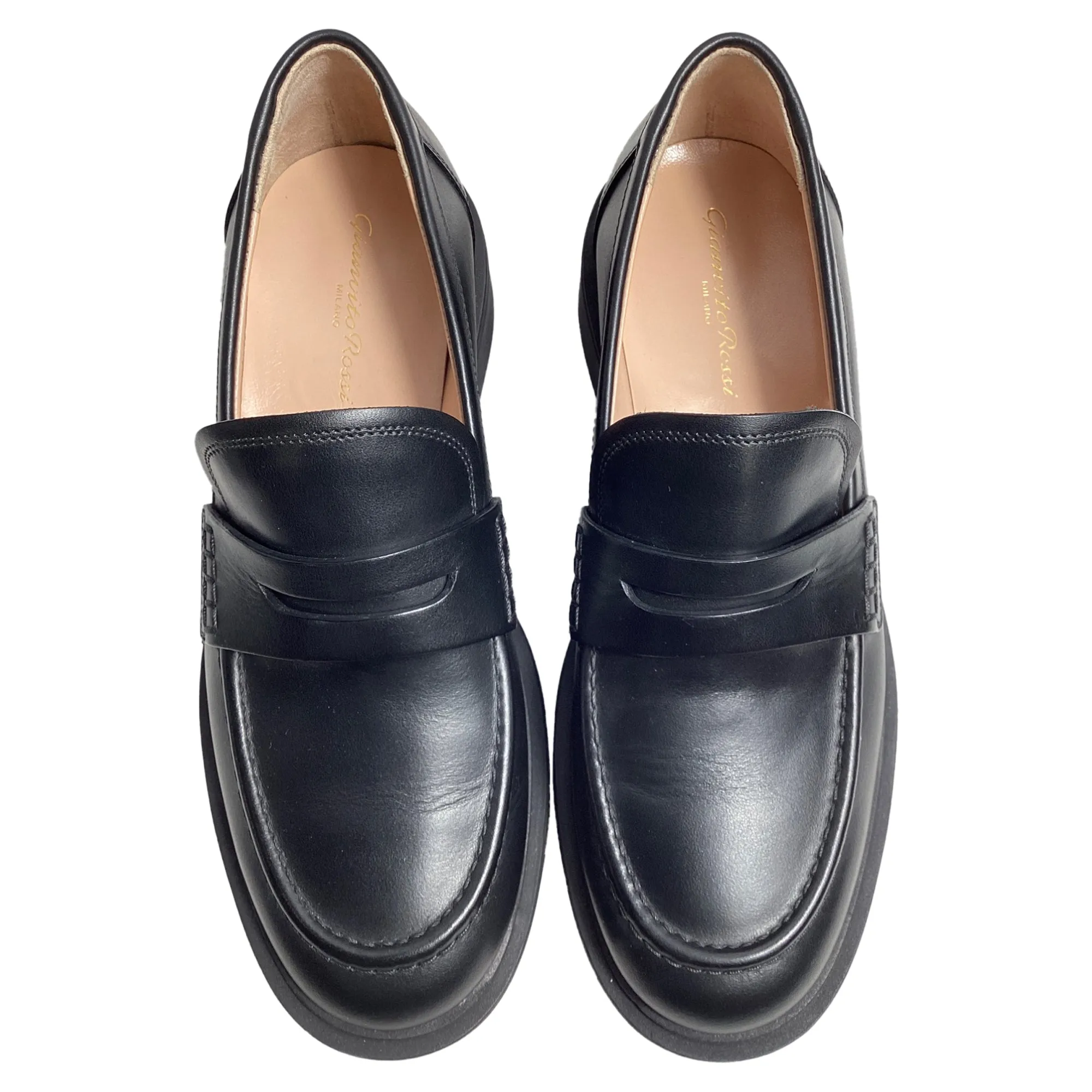 Gianvito Rossi Harris Penny Loafers in Black Leather