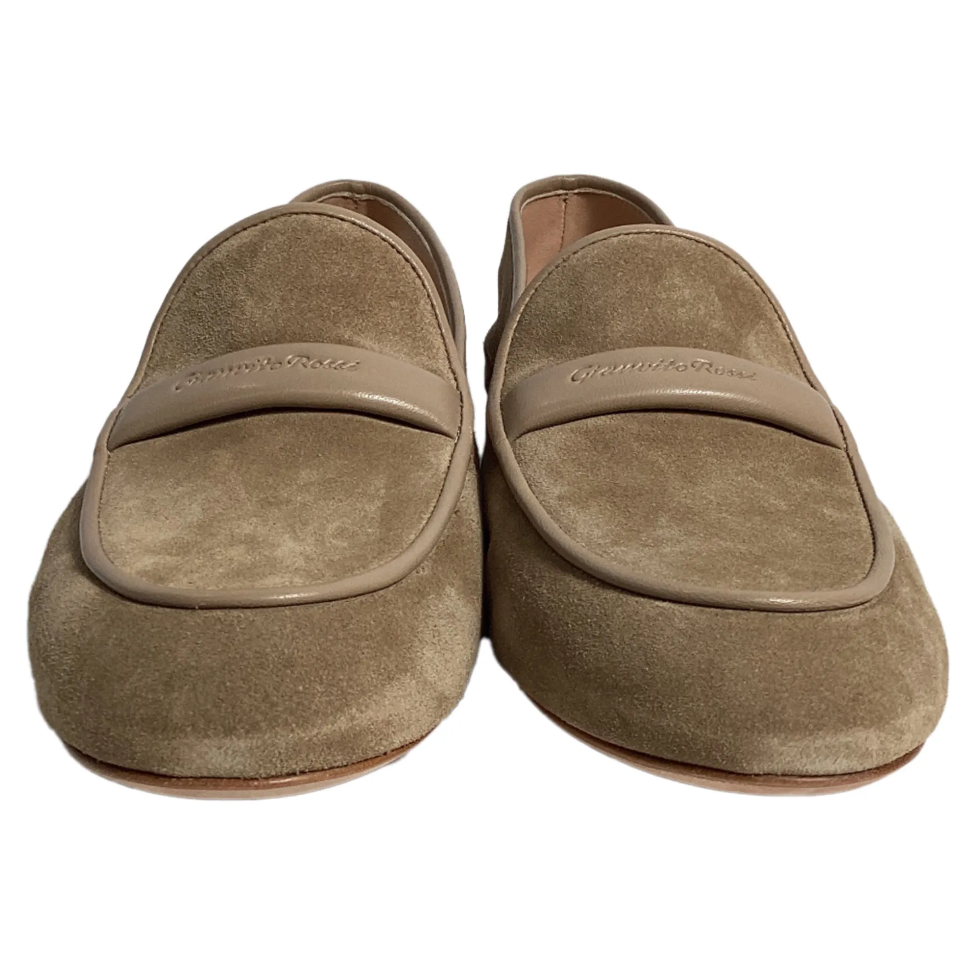 Gianvito Rossi Maxime Logo Loafers in Brown Suede