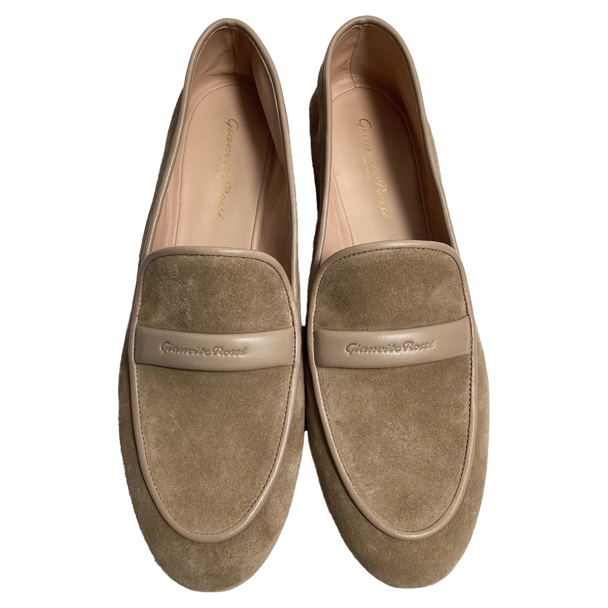 Gianvito Rossi Maxime Logo Loafers in Brown Suede