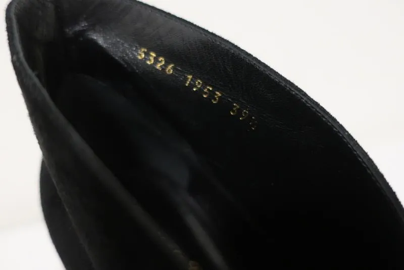 Gianvito Rossi Vamp Booties Black Suede Size 39.5 Peep Toe Ankle Boots