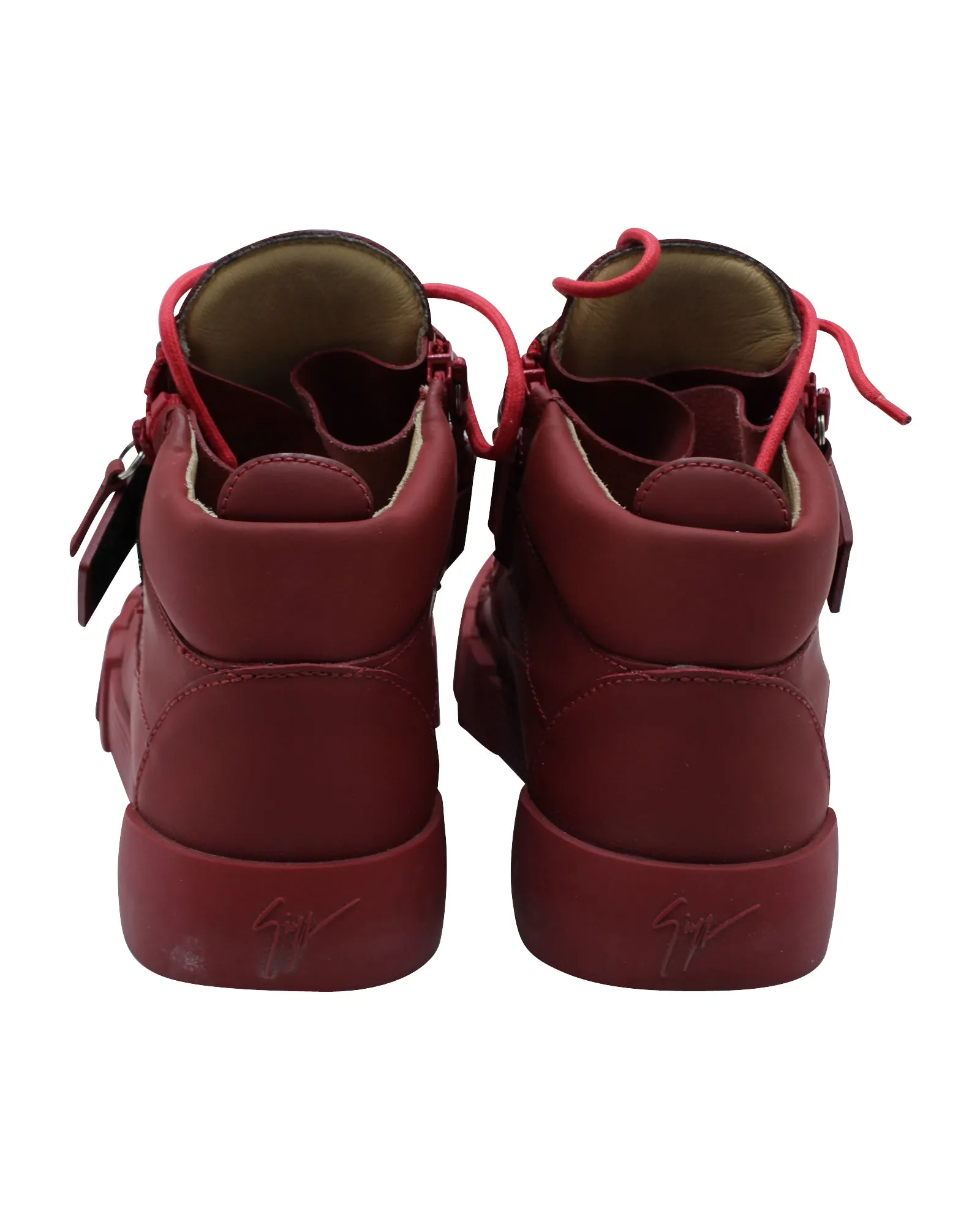 Giuseppe Zanotti High Top Sneakers in Red Leather