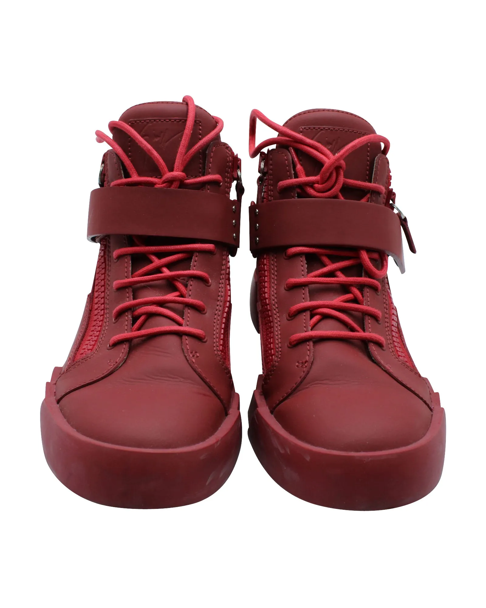 Giuseppe Zanotti High Top Sneakers in Red Leather