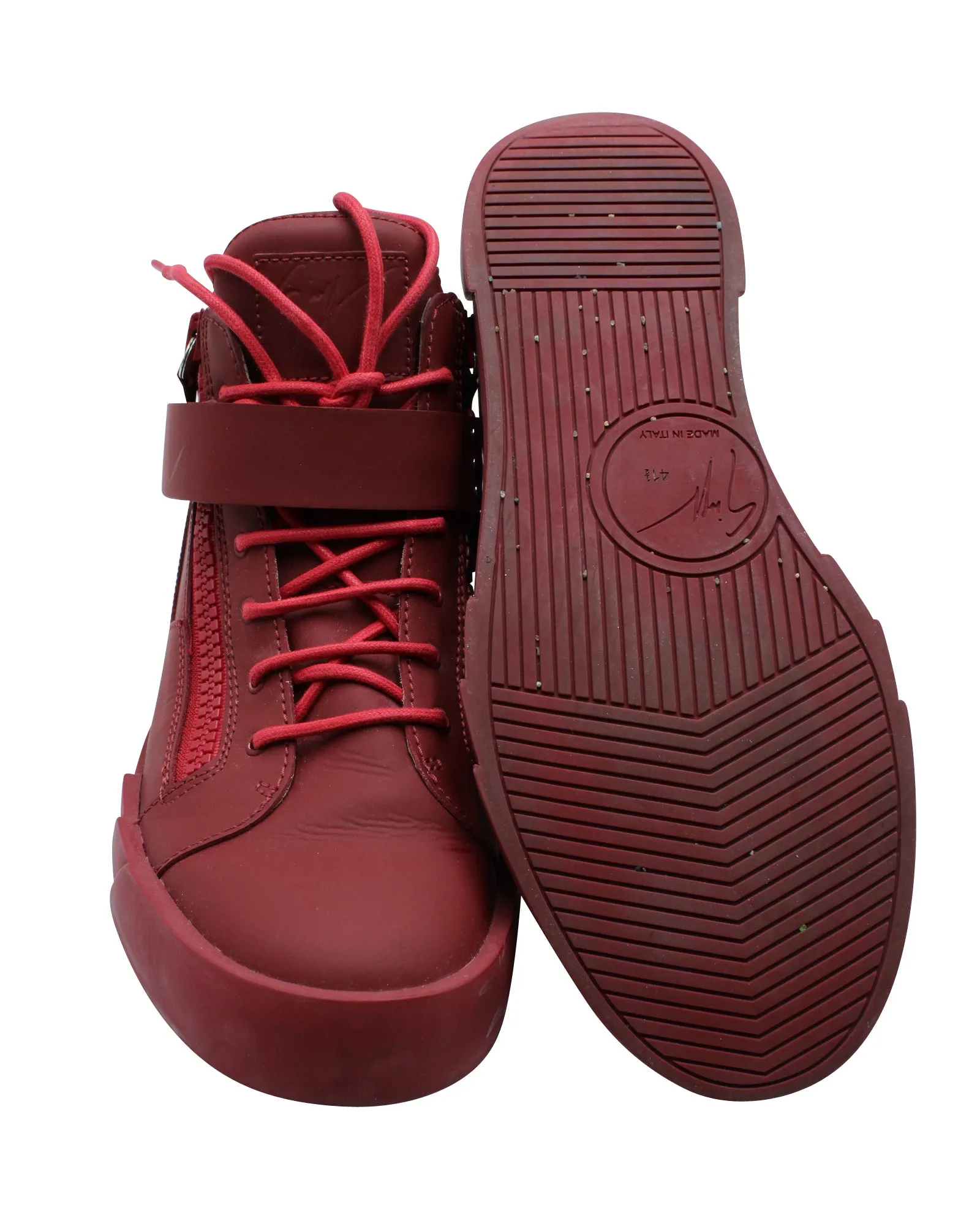 Giuseppe Zanotti High Top Sneakers in Red Leather