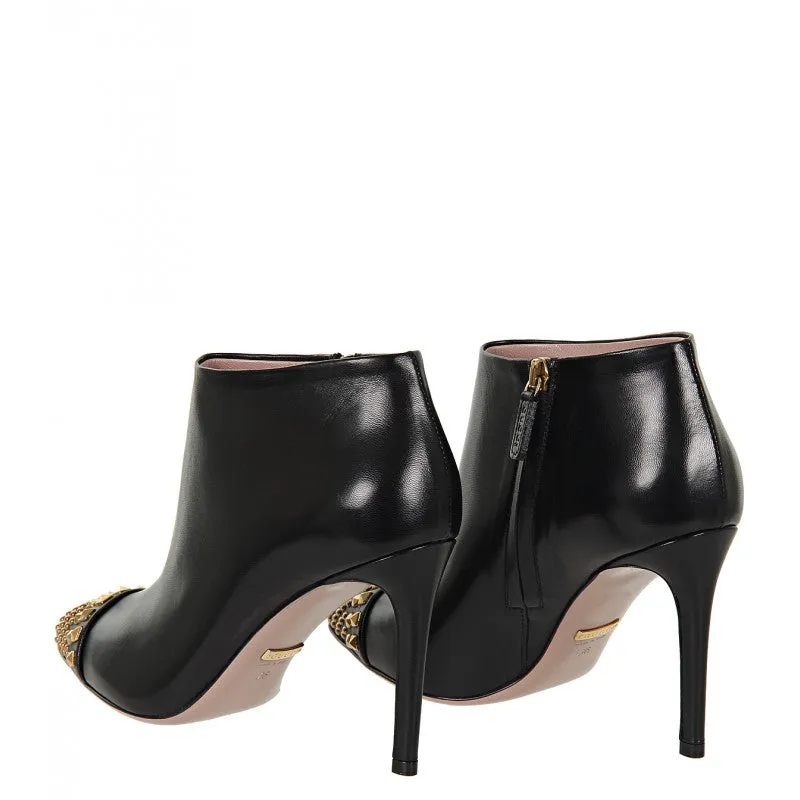 Gucci Black leather studded ankle boots
